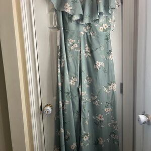 JJs House Floral Ruffle Jumpsuit in Mint Green